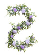 Anna's Whimsy 5.91FT Artificial Eucalyptus Garland with Flowers, Fake Flower Rose Gypsophila, Faux Floral Greenery Garland for Wedding Spring Home Party Craft Art Table Runner Decor
