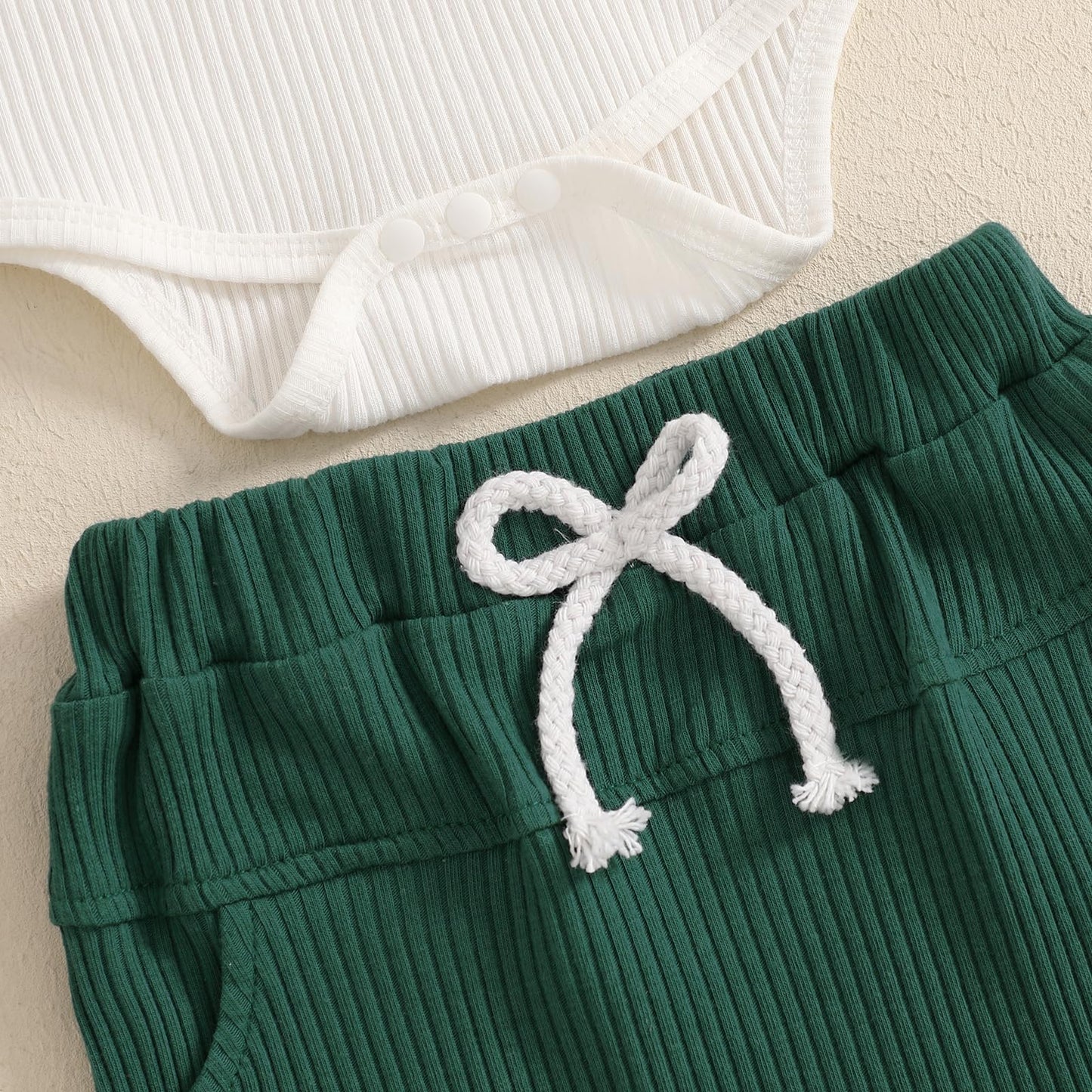 fhutpw Baby Boy Clothes Short Sleeve Romper & Shorts Sets Newborn 3 6 12 Months Summer Knitted Ribbed Splicing Color Outfits