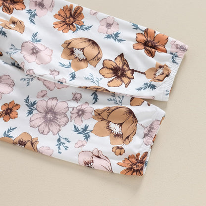 Hello World Newborn Outfit Baby Girl Going Home Outfit Ruffle Ribbed Romper Top Floral Pants Set Cute Summer Clothes