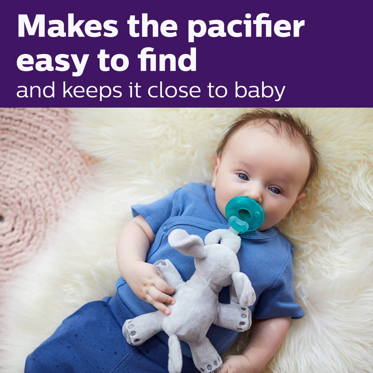 Philips AVENT Soothie Snuggle Pacifier Holder with Detachable Pacifier, 0m+, Giraffe, SCF347/01-1 Count (Pack of 1)