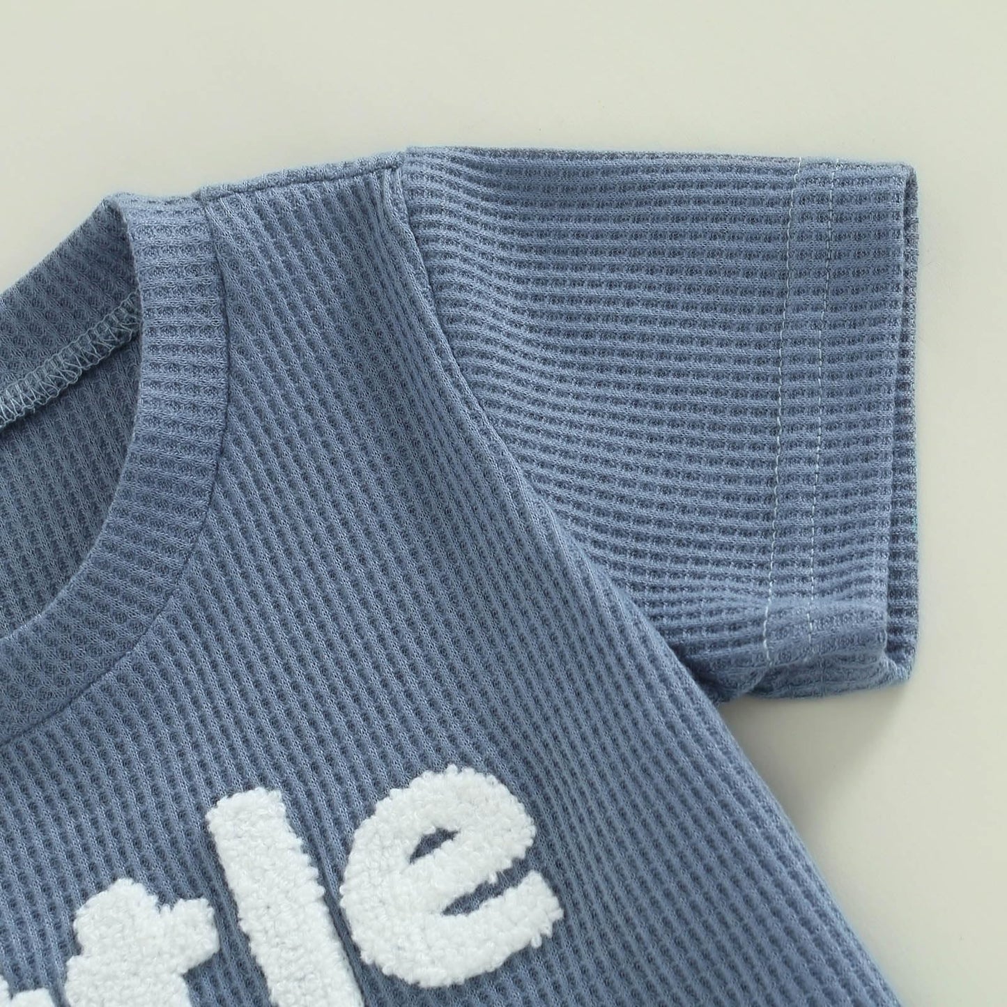 Toddler Baby Boy Summer Clothes Embroidered Waffle Short Sleeve T-Shirts Elastic Shorts Newborn Infant Boy Outfits