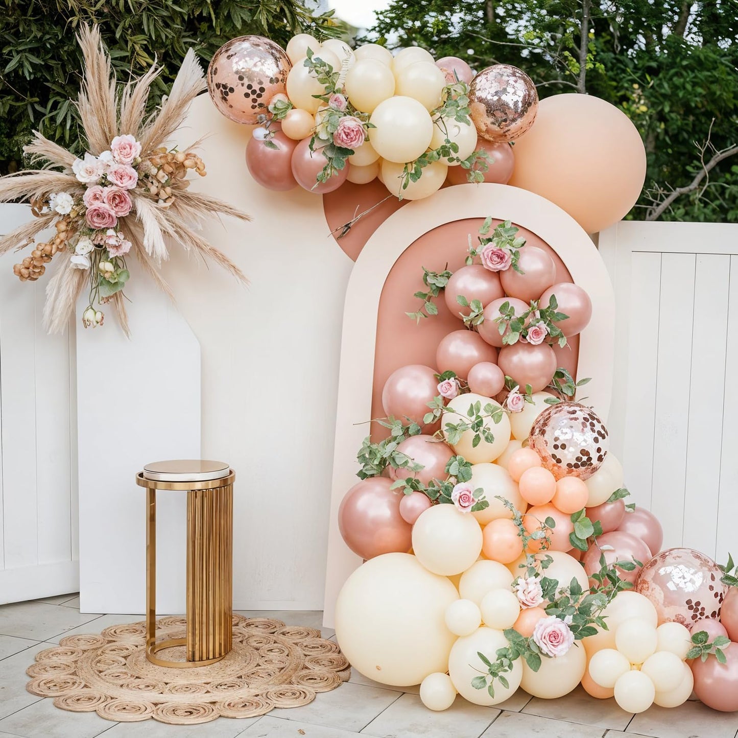 Ivory White Balloon Arch Kit,Boho Balloon Garland with Pastel Orange Cream Beige Champagne Gold White Sand Balloons for Neutral Baby Shower Wedding Boho Bridal Party Decorations