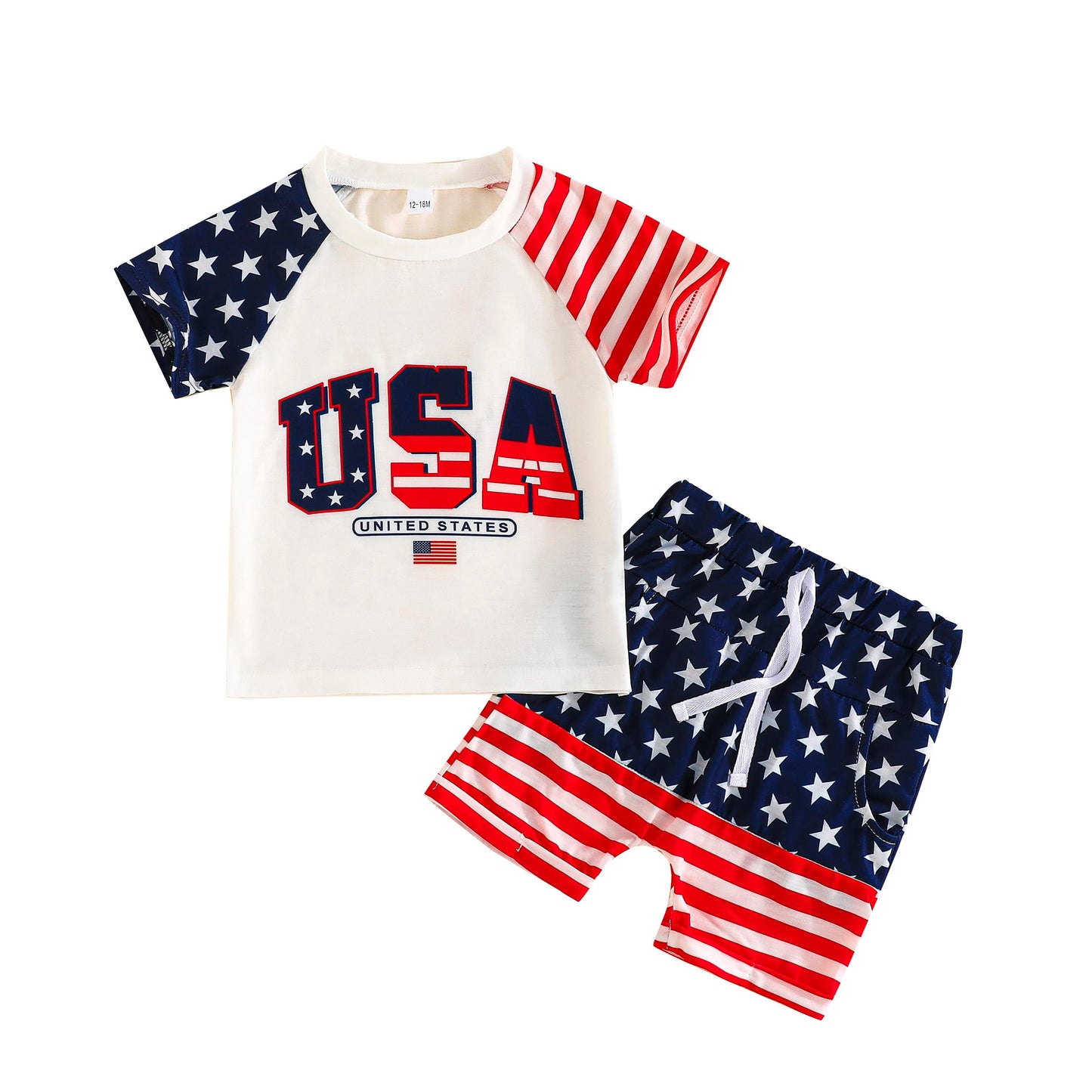 SUREPOCH Baby Boy Clothes Set Summer Toddler Short-Sleeve Shirt & Elastic Waist Shorts Set For Baby Boy Outfits