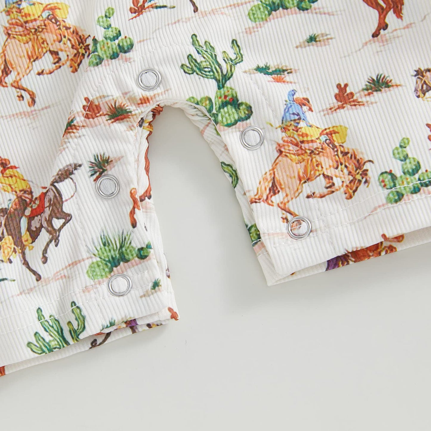 Gueuusu Country Baby Clothes Boy Girl Western Cow Print Short Sleeve Romper Bodysuit Ribbed One Piece Jumpsuit Summer Outfit