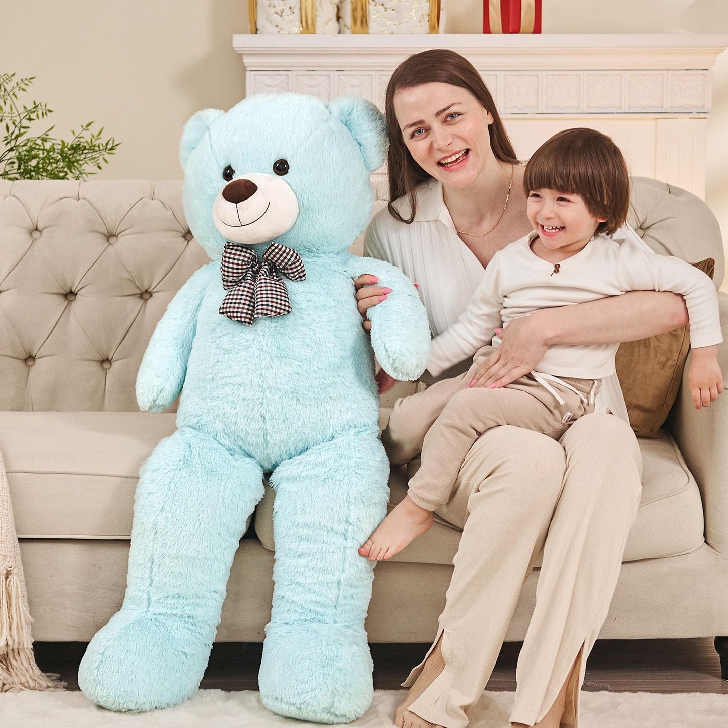 MaoGoLan Giant Big Teddy Bear 4 Feet 47 inch Life Size Tan Plush Bear Brown Stuffed Animal for Children Boyfriend