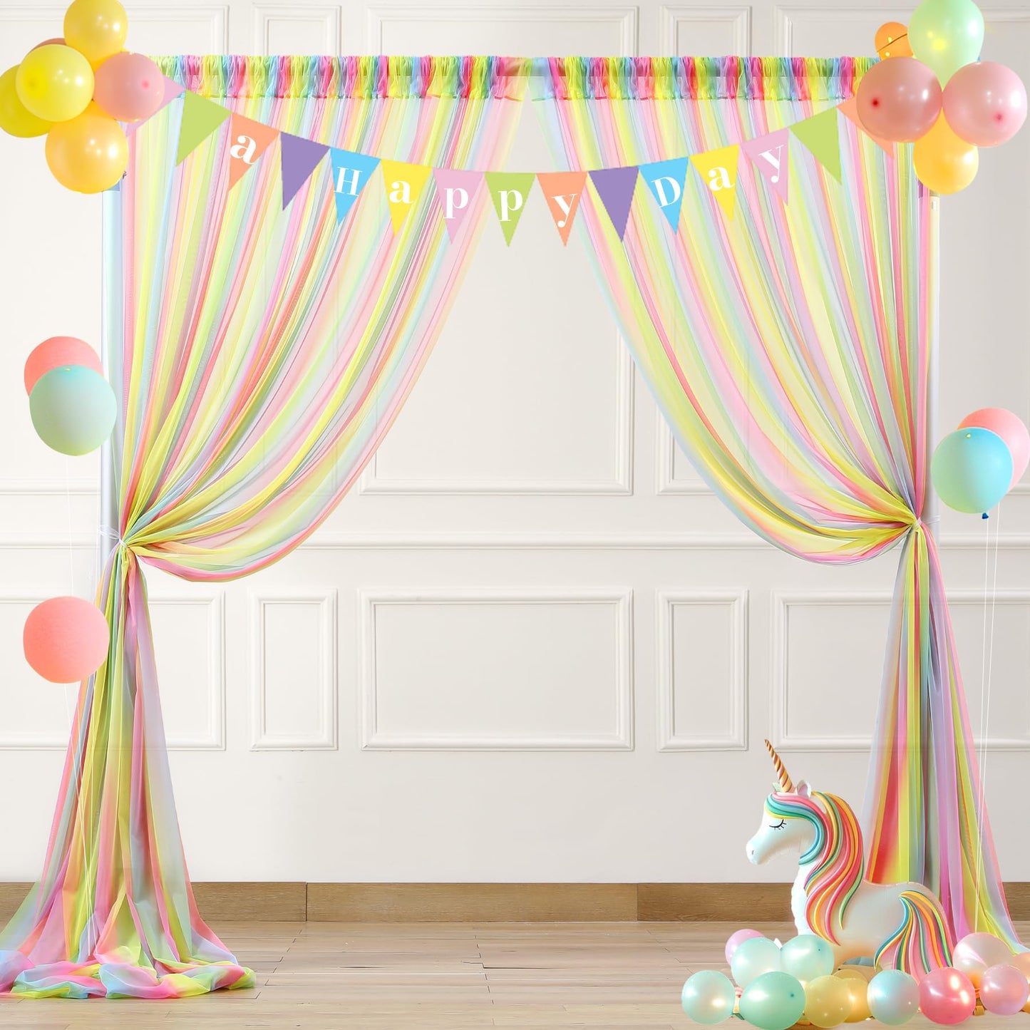 Champagne Tulle Backdrop Curtain for Parties Wedding 10ft×8ft Champagne Sheer Backdrop Curtains for Baby Shower Bridal Shower Reception Birthday Party Christmas Photoshoot Decorations 2 Panels