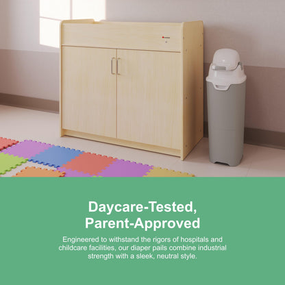 Foundations Tall Diaper Pail with Airtight Lid - Durable & Odorless Diaper Disposal, Large Capacity, Holds up to 60 Newborn Diapers, Refill with Any Bags - Gray