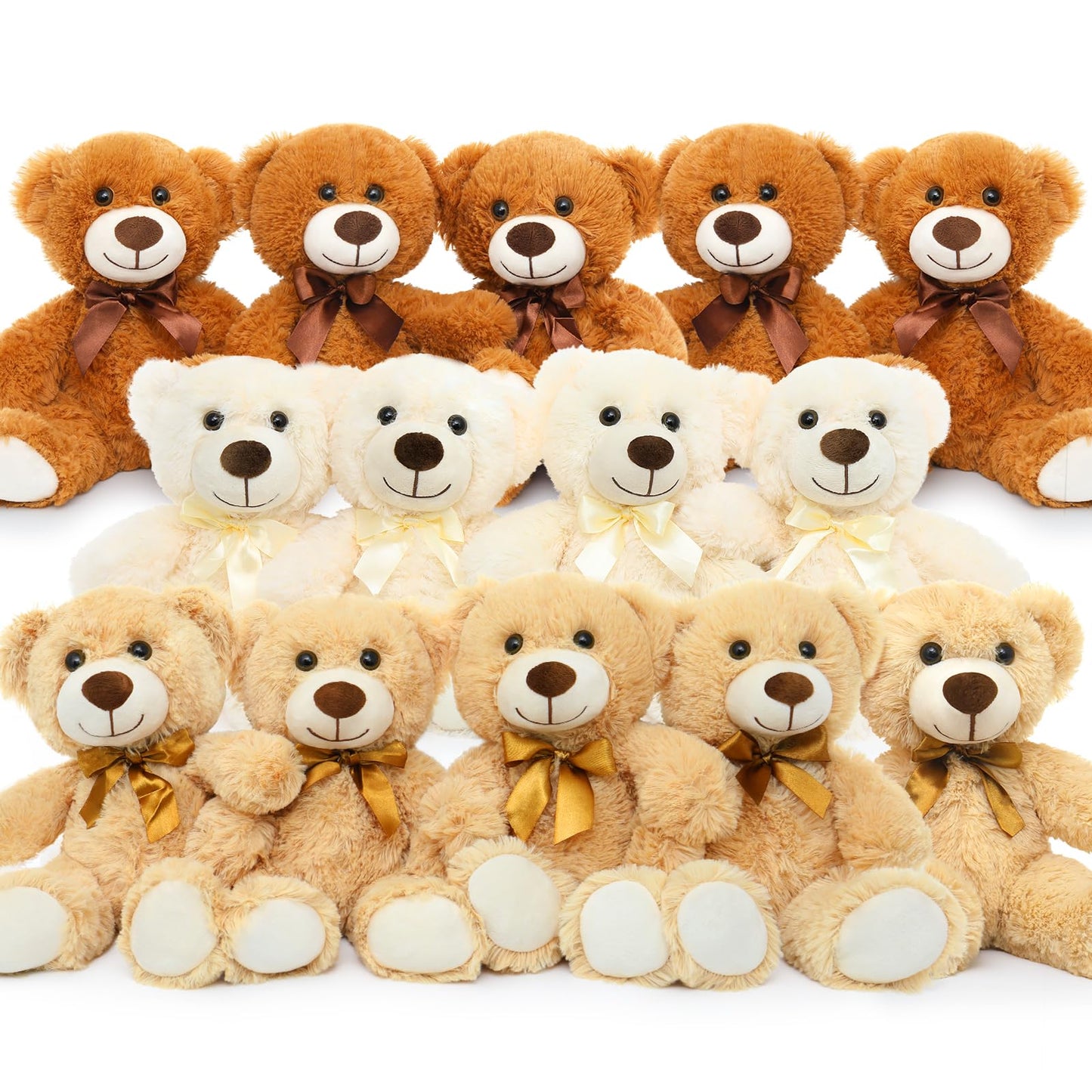MorisMos 6Pcs Teddy Bears Bulk Baby Shower, 14inch Cute Teddy Bear Stuffed Animals Plush, Small Stuffed Bears on Centerpiece Baby Shower, White
