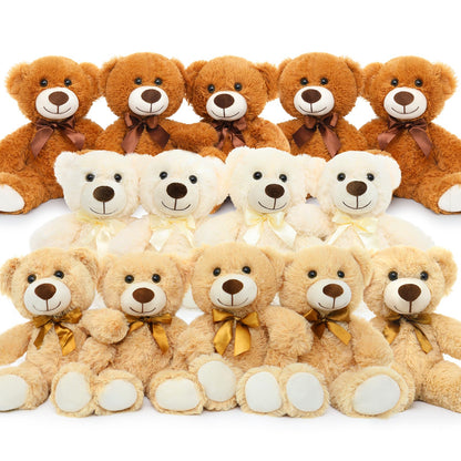 MorisMos 6Pcs Teddy Bears Bulk Baby Shower, 14inch Cute Teddy Bear Stuffed Animals Plush, Small Stuffed Bears on Centerpiece Baby Shower, White