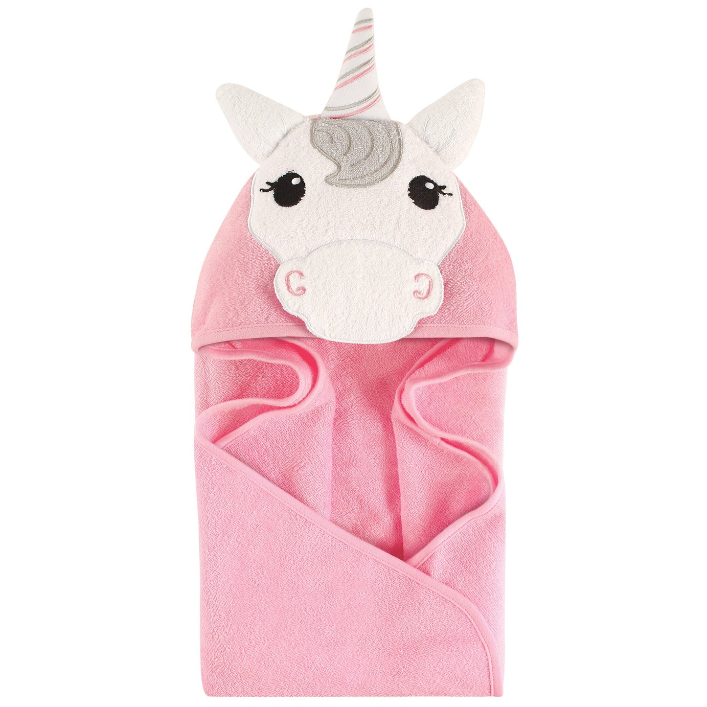 Hudson Baby Unisex Baby Cotton Animal Face Hooded Towel, Pretty Elephant, One Size