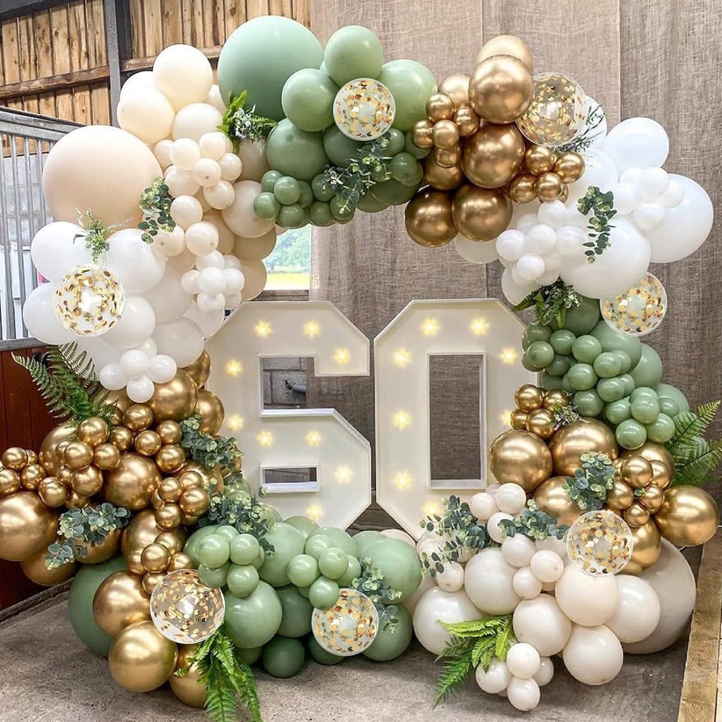 Dusty Blue Balloon Arch Kit, Dusty Baby Blue Balloons Arch Kit With Metallic Gold Sand White Gold Confetti Balloons for Wedding Bridal Shower Boy Birthday Party Baby Shower Decorations