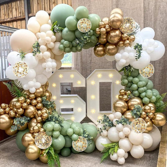 Dusty Blue Balloon Arch Kit, Dusty Baby Blue Balloons Arch Kit With Metallic Gold Sand White Gold Confetti Balloons for Wedding Bridal Shower Boy Birthday Party Baby Shower Decorations