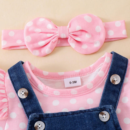 Baby Girl Clothes Suspender Skirt Newborn Ruffled Romper + Elephant Jeans Dress + Headband Summer Outfits 0-18 Months