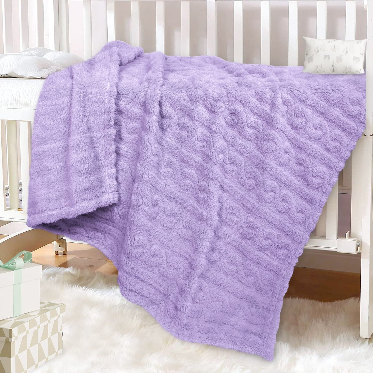 HOMRITAR Baby Blanket for Girls Toddlers 3D Fleece Fluffy Fuzzy Blanket for Baby, Soft Warm Cozy Fleece Blanket, Infant or Newborn Receiving Blanket 330GSM (30 x 40 Inch, Pink)