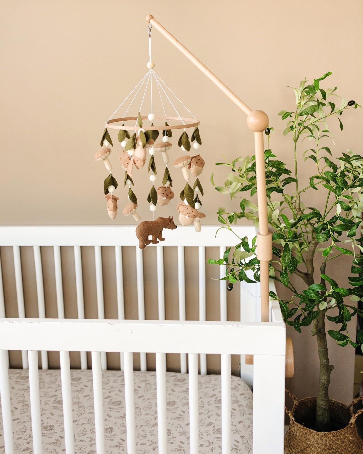Baby Crib Mobile (Felt Rose) - Baby Shower Gift Nursery Decorations - Handmade Floral Decor for Girls