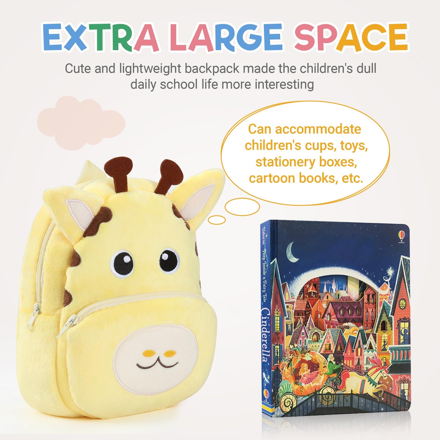 MICHLEY Toddler Backpack Plush Animal SchoolBag Cartoon Girls Travel Bag Mini Baby Daypack for Kids Kindergarten Pre School Bags, Cow
