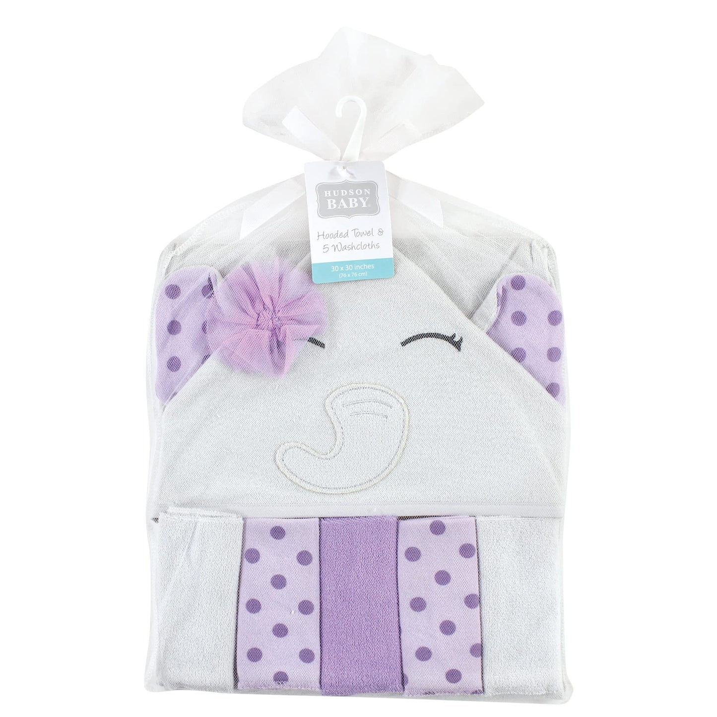 Hudson Baby Unisex Baby Hooded Towel and Five Washcloths, Modern Giraffe, One Size