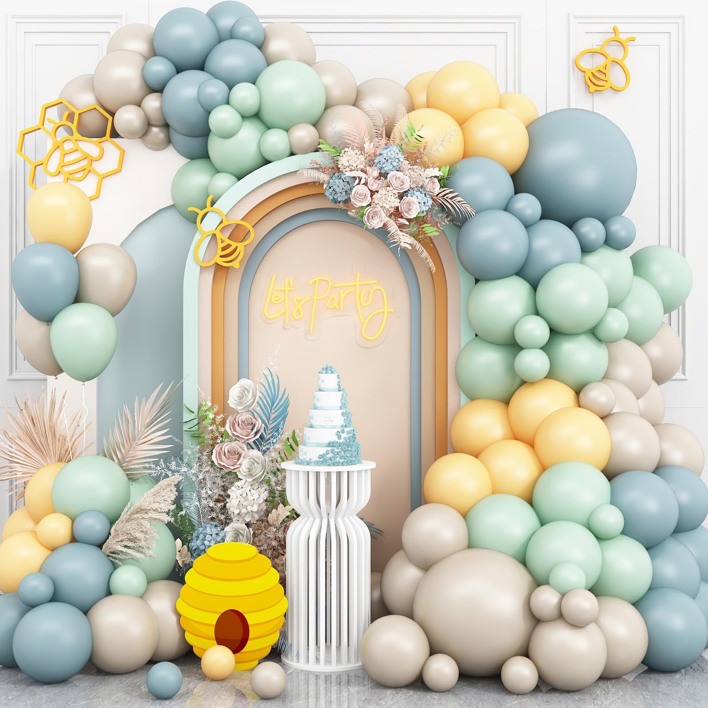 Ivory White Balloon Arch Kit,Boho Balloon Garland with Pastel Orange Cream Beige Champagne Gold White Sand Balloons for Neutral Baby Shower Wedding Boho Bridal Party Decorations