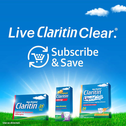 Claritin Children's Allergy Medicine, 24-Hour Non-Drowsy Loratadine 5mg, Antihistamine Liquid for Kids Aged 2 Years and Older, Grape Flavored, 8 fl oz.