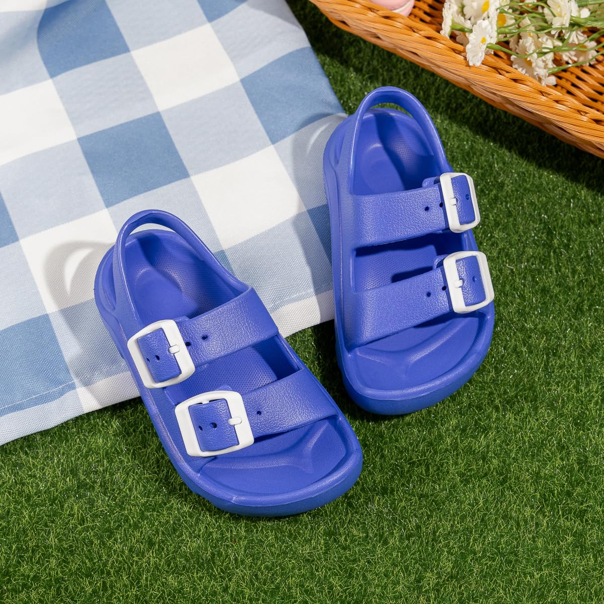 Casazoe Toddler Boys Girls EVA Comfort Lightweight Sandals Breathable Summer Beach Pool Casual Outdoor Shoes Adjustable Strap Open Toe Anti-Slip Quick Dry Shoe(Toddler/Little kids)