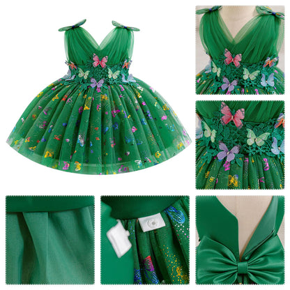 IDOPIP Toddler Baby Girls Shiny Butterfly Tutu Dress Princess Birthday Party Pageant Flower Girl Wedding V-Backless Dresses