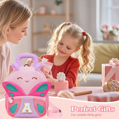 YOOLIFE Initial Birthday Gifts for Girls Kids Personalized Kids Backpack for Little Girls, Kindergarten Elementary School Bookbag for Girl Toddler Teen Gift for Daughter Sister Pink Backpack A