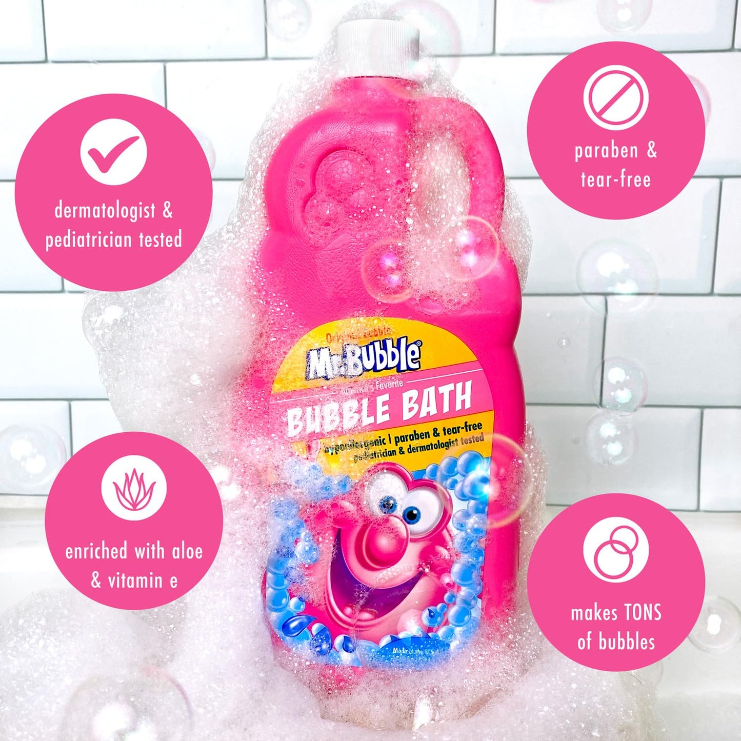 Mr. Bubble Extra Gentle Bubble Bath - Hypoallergenic, Tear Free Bubble Bath Solution Perfect for Sensitive Skin (Pack of 2 Bottles, 16 fl oz Each)