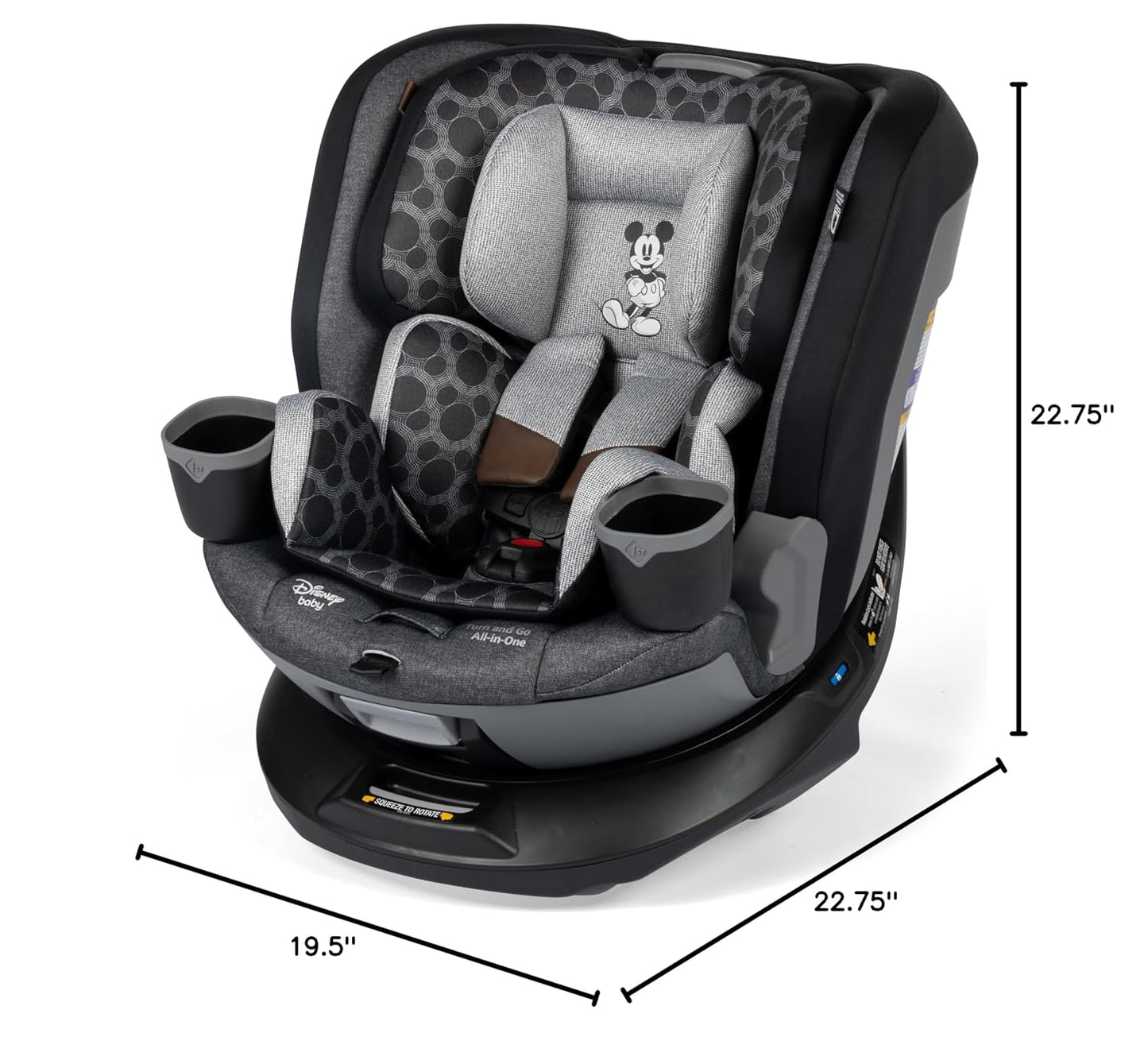 Disney Baby Turn and Go 360 Rotating All-in-One Convertible Car Seat, Vintage Mickey Mouse