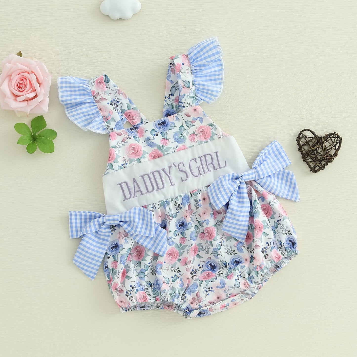 Newborn Baby Girl Clothes Letter Print Flying Sleeve Romper Bodysuit Cute Summer Jumpsuit Daddys Girl Baby Clothes