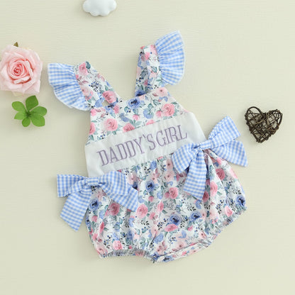 Newborn Baby Girl Clothes Letter Print Flying Sleeve Romper Bodysuit Cute Summer Jumpsuit Daddys Girl Baby Clothes