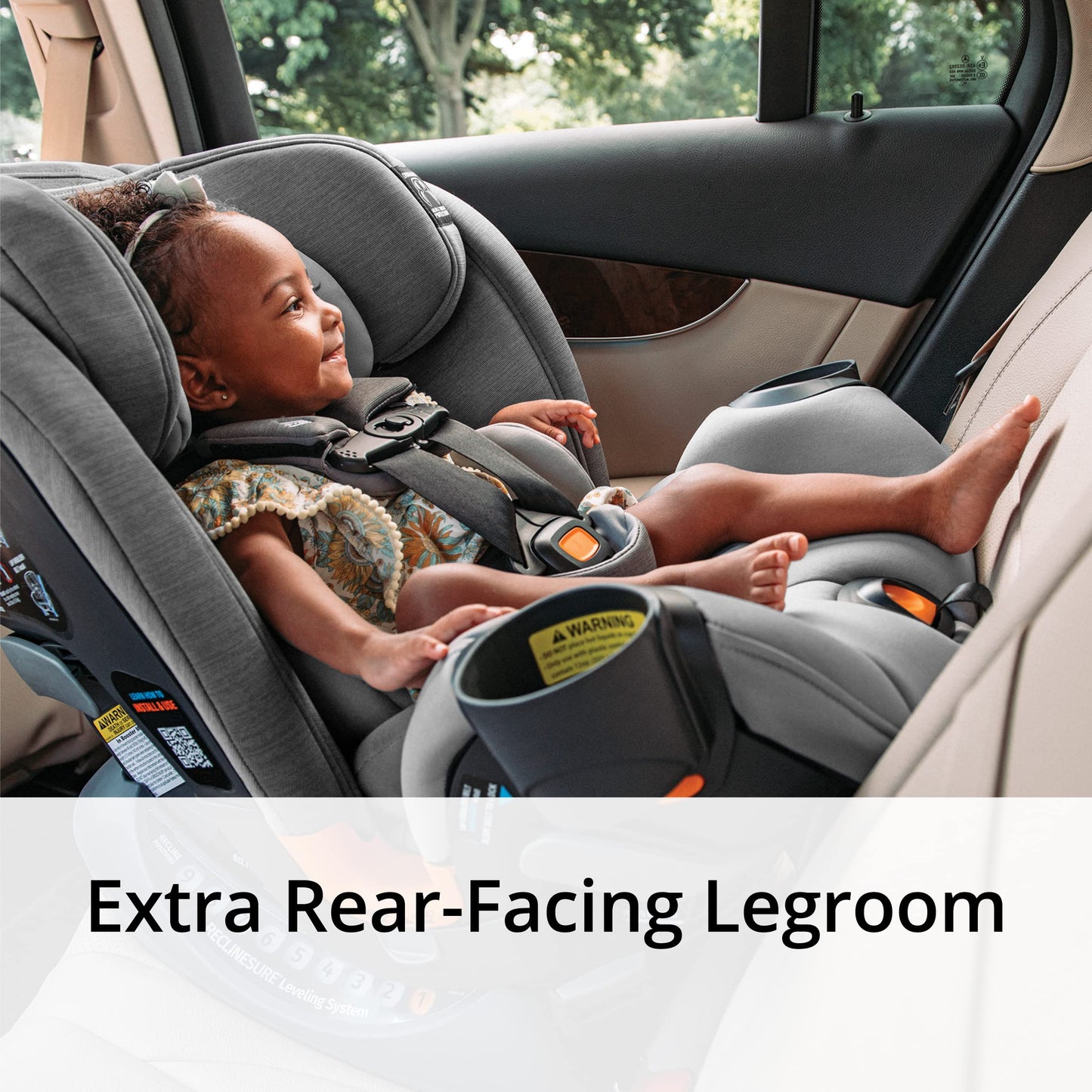 Chicco OneFit ClearTex All-in-One Car Seat, Slim Design, Rear-Facing Seat for Infants 5-40 lbs., Forward-Facing 25-65 lbs., Booster 40-100 lbs., Convertible Car Seat | Lilac/Purple