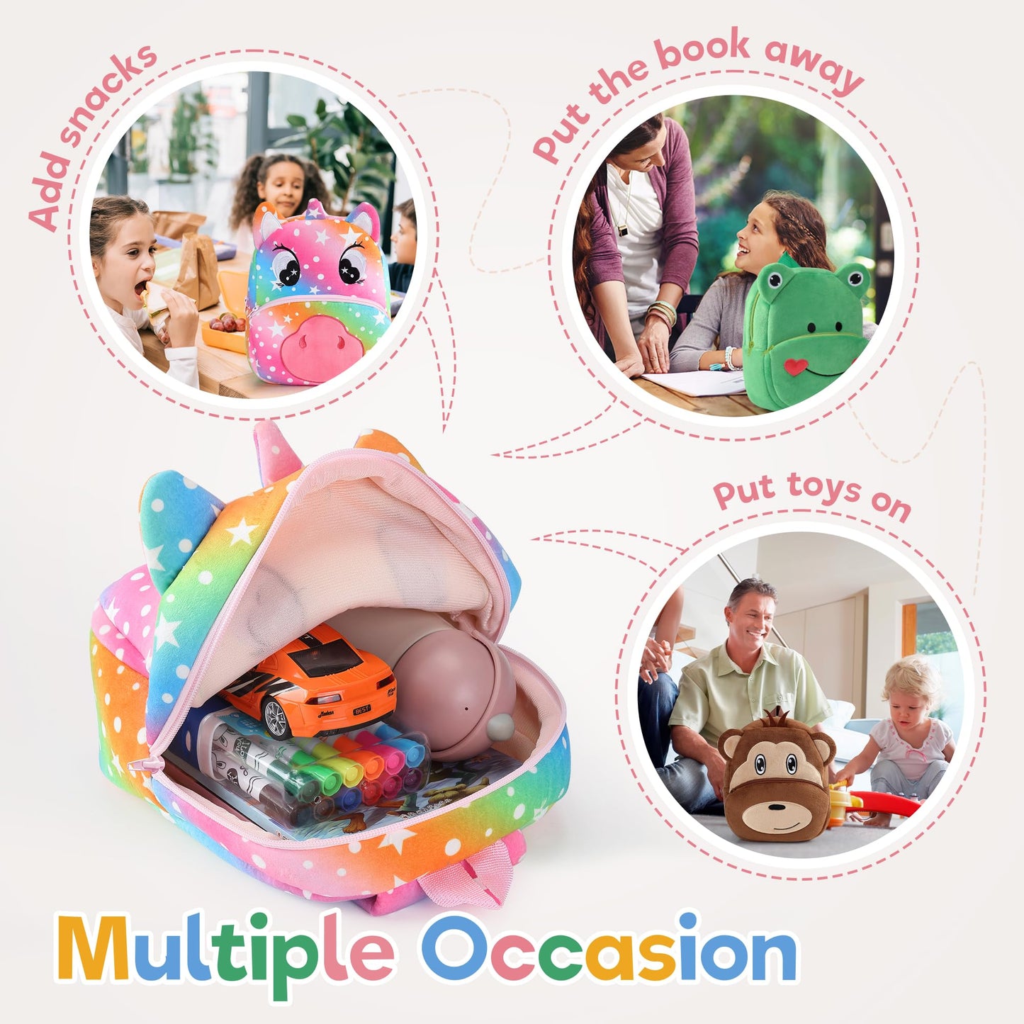 MICHLEY Toddler Backpack Plush Animal SchoolBag Cartoon Girls Travel Bag Mini Baby Daypack for Kids Kindergarten Pre School Bags, Cow