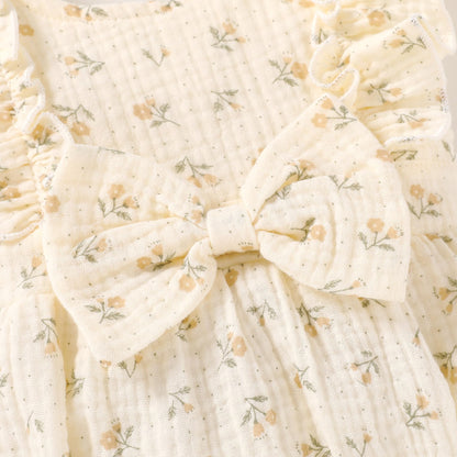 YOUNGER TREE Newborn Baby Girl Clothes Ruffle Sleeve Rompers Infant Backless Floral Jumpsuit Summer Outfits with Headband