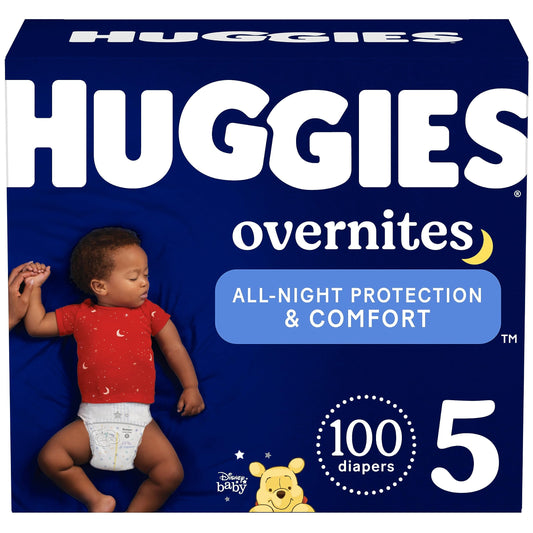 Huggies Size 5 Overnites Baby Diapers: Overnight Diapers, Size 5 (27+ lbs), 100 Ct (2 Packs of 50)