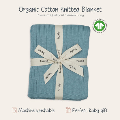 Knitted Organic Cotton Baby Blanket- Swaddle Blanket, 30" x 40" Soft Receiving Blanket for Newborn (Mochachino)