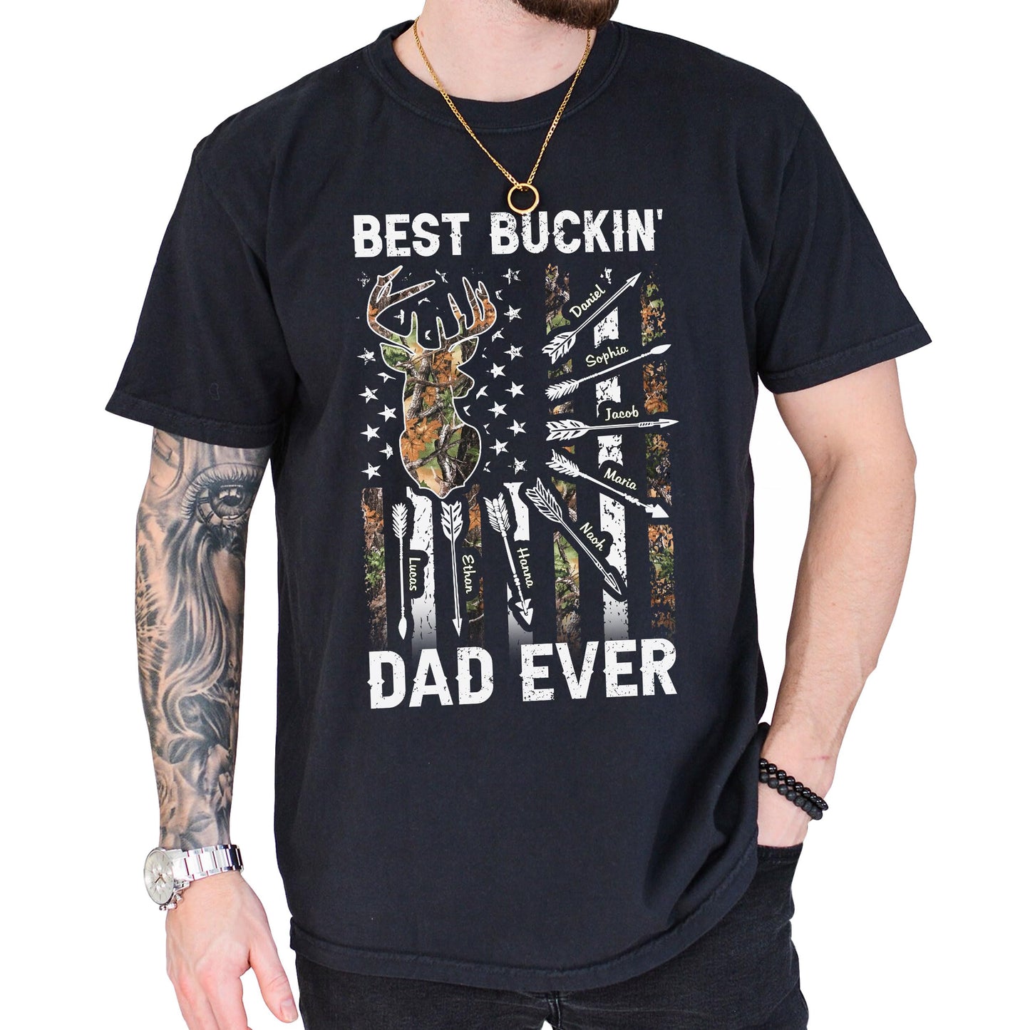 Personalized Fathers Day Shirts for Dad, Grandpa Shirt with Grandkids Names, Gifts for Dad Hunting Fishing
