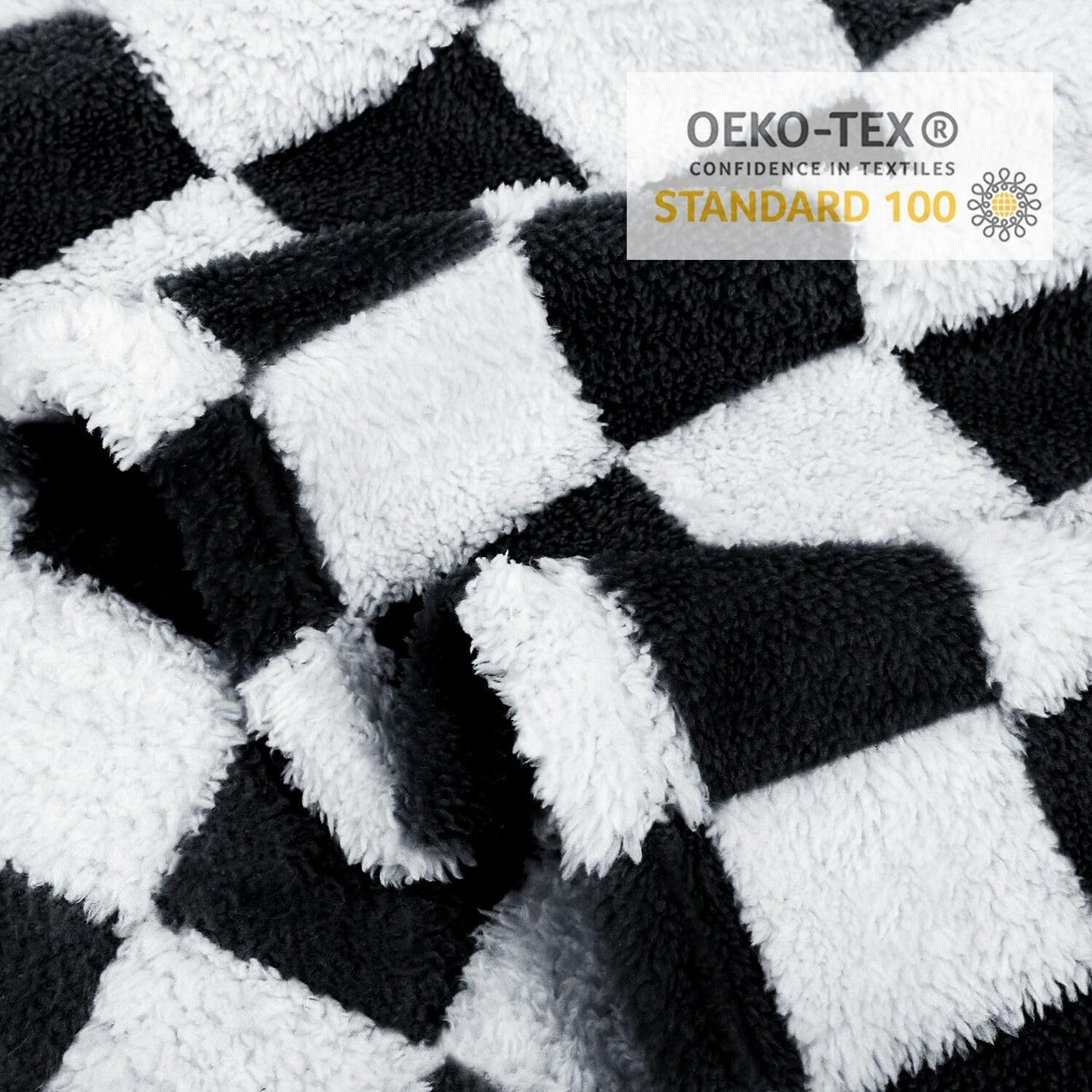 HOMRITAR Checkered Baby Blanket for Boy Girls Ultra Soft Fluffy Fuzzy Toddler Blankets with 3D Chessboard Grid Warmer Comfort Reversible Bed Blanket for Winter 350GSM Black 30 x 40 Inch