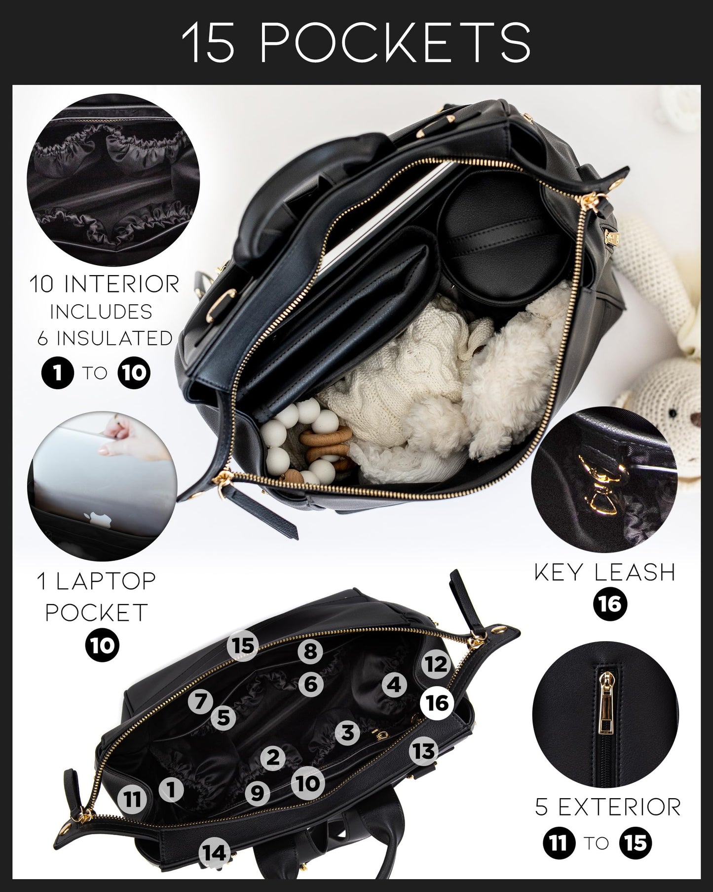 Leather Diaper Bag Backpack with USB Charging port, Changing Pad, Stroller Straps, and Bottle Holder (Brown Olivia)