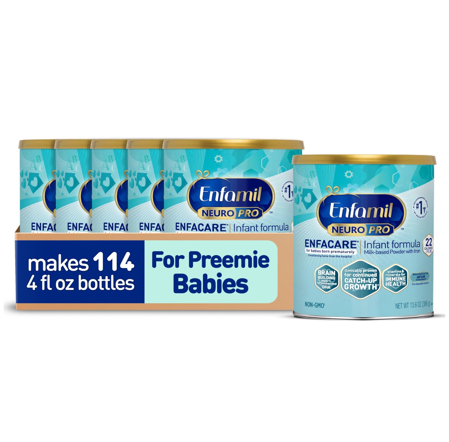 Enfamil NeuroPro EnfaCare High Calorie Premature Baby Formula, Milk-Based with Iron, Brain-Building DHA, Vitamins & Minerals for Immune Support, added easy-to-digest proteins, Baby Milk, 13.6 Oz Can