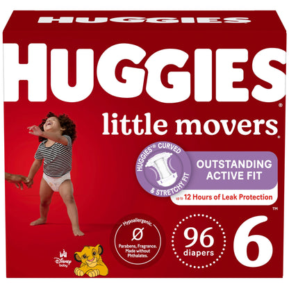 Huggies Size 6 Diapers, Little Movers Baby Diapers, Size 6 (35+ lbs), 108 Count, Packaging May Vary
