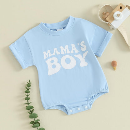 Newborn Infant Baby Boy Summer Outfit Mamas Boy Baby Clothes Boy Oversized Romper Shirts Short Sleeve Onesie