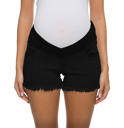 Foucome Women's Maternity Ripped Jean Shorts Summer Distressed Denim Shorts