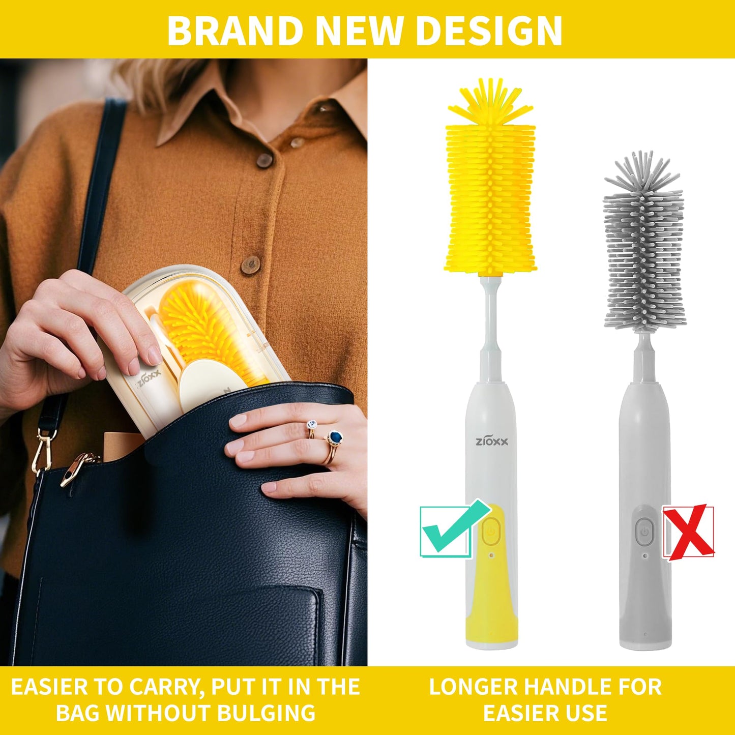 Electric Bottle Brush Cleaner New Upgrade, Portable Electric Baby Bottle Brush Cleaner for Travel, Travel Bottle Cleaner Kit with Nipple & Straw Brush, Perfect Mom Essentials After Birth Gift, Green