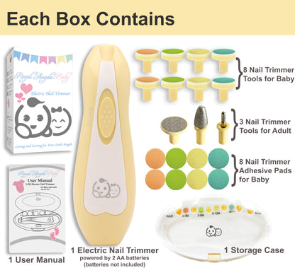Baby Nail Trimmer 21 in 1, Usage Labeled Case & 13 Extra Replacement Tools, Royal Angels Baby Electric Nail File, Baby Nail Care, Nail Clipper Newborn Toddler Toes & Fingernails Nail Kit (Blue)