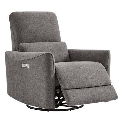 CHITA Power Recliner Chair Swivel Glider, FSC Certified Upholstered Living Room Nursery Reclining Sofa Chair with Lumbar Support, Linen