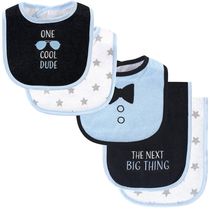 Hudson Baby Unisex Baby Cotton Terry Bib and Burp Cloth Set, Dinner Date, One Size
