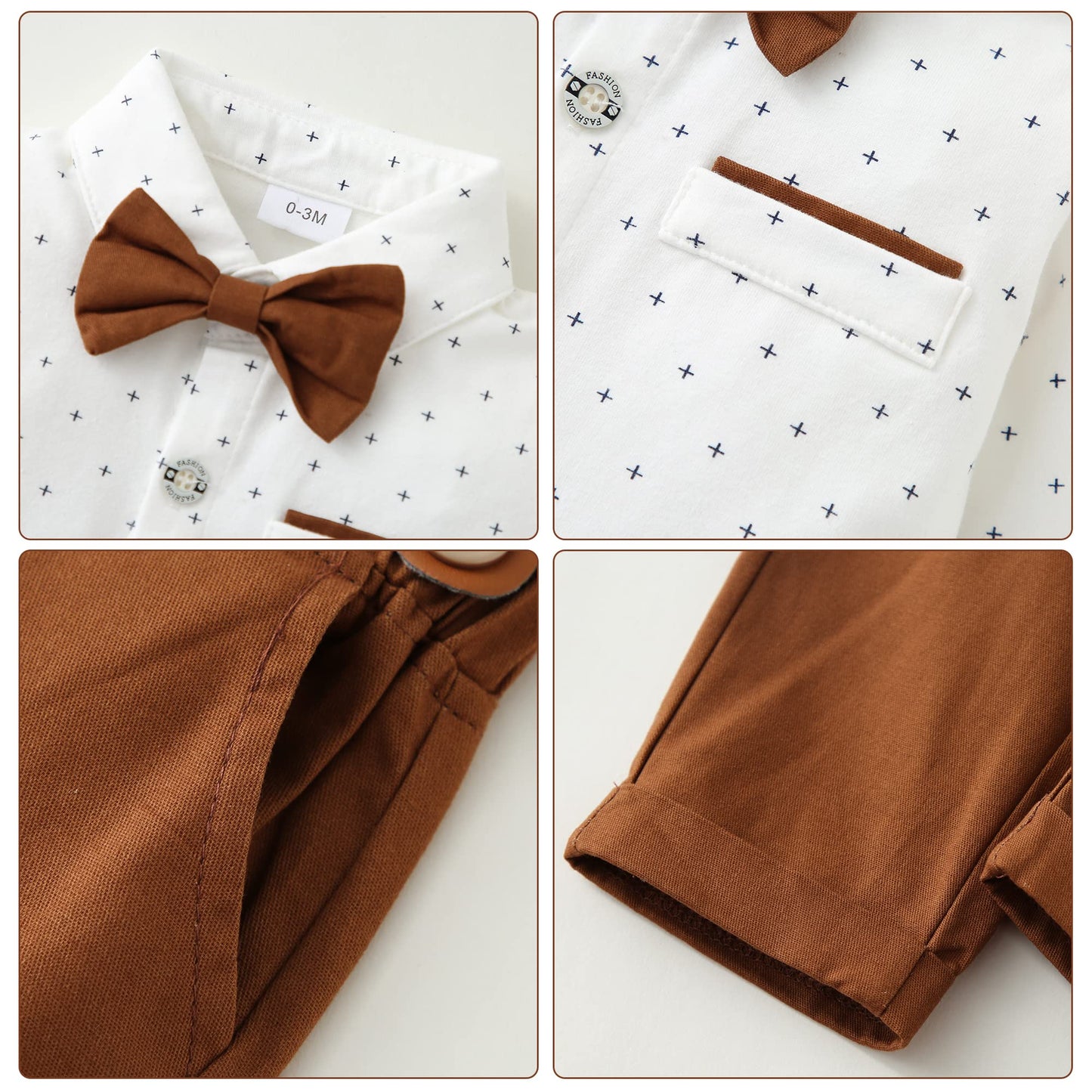 ZOEREA Baby Boy Suit 0-24M Gentleman Outfit Clothes Set Infant Long Sleeve Dress Shirt+Suspender Pants+Bowtie+Beret Hat