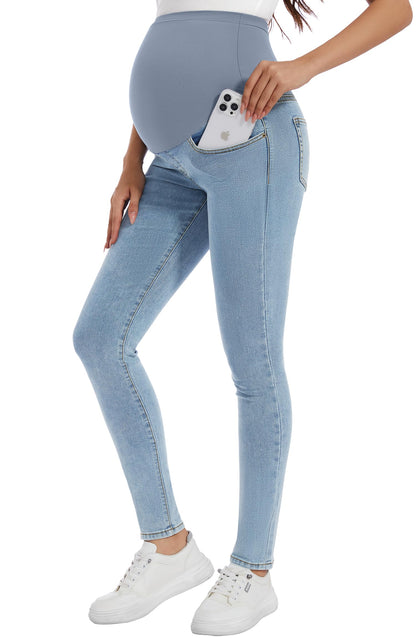 PACBREEZE Women's Maternity Jeans Over Belly Skinny Stretchy Denim Pants Comfy Slim Pregnancy Pants