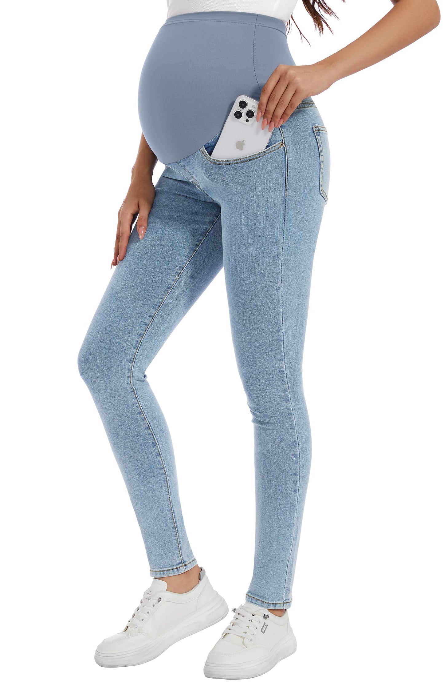 PACBREEZE Women's Maternity Jeans Over Belly Skinny Stretchy Denim Pants Comfy Slim Pregnancy Pants