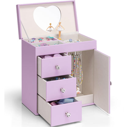 Vlando Musical Jewelry Box for Girls, Large Kid Music Box with Ballerina for Birthday Bedroom Decor, 4 Layer Girl Jewelry Gifts for Girls Kids - Light Pink
